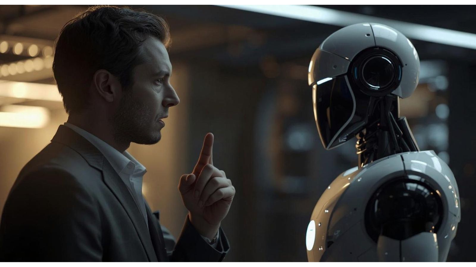 Human talking to robot