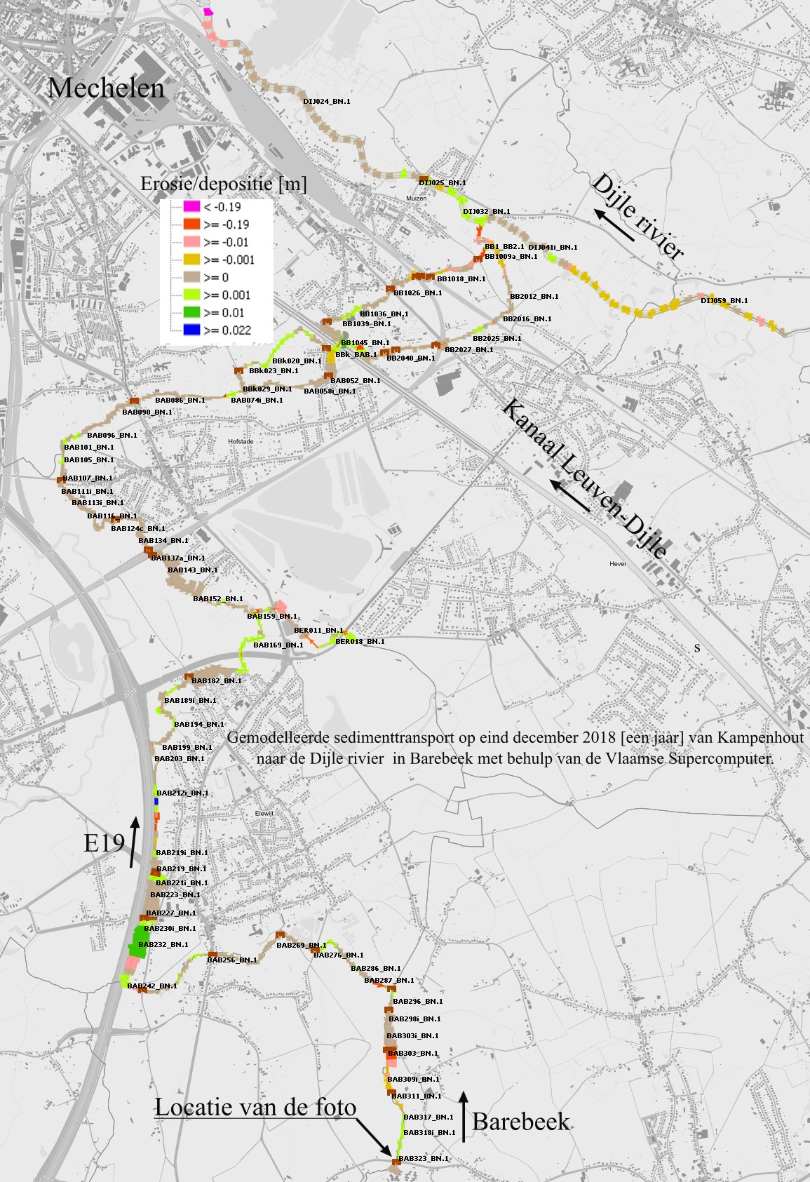 Modeling of sediment transport from Kampenhout to the Dijler River in Barebeek