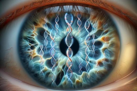 AI illustration that depicts genome diagnostics in rare eye disease